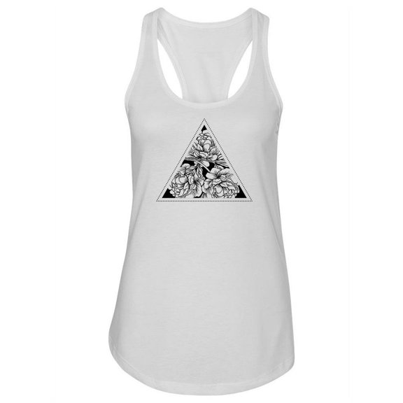 Peony Flowers Geometric Tattoo Tank Women -Image by Shutterstock, Female x-Small