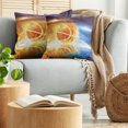 thumbnail image 5 of Ambesonne Abstract Throw Pillow Cover 2 Pack, Burning Basketball Art, 24", Blue Yellow, 5 of 7