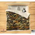 thumbnail image 2 of Orange Tiger Stripe Duvet Cover, Brown Animal Print Microfiber Bedding, 2 of 9