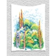 thumbnail image 1 of Fine Art Tapestry, Natural Floral Meadow Landscape with Trees on the Hill August Season Watercolor, Wall Hanging for Bedroom Living Room Dorm Decor, 60W X 80L Inches, Multicolor, by Ambesonne, 1 of 2