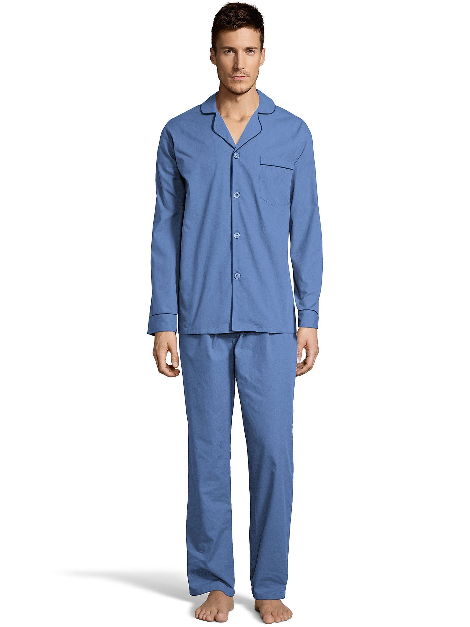 SELX Men Comfy Ice Silk Printed 2 Pcs Outfits Long Sleeve Pajamas Set