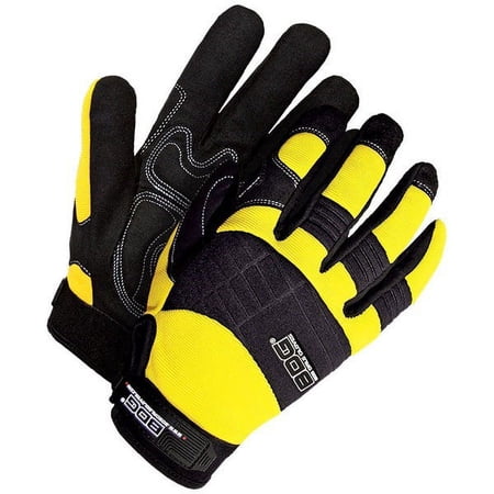20-1-10605Y-XL Mechanics Glove Synthetic Leather Anti-Vib Gel Palm Yellow, Size XL