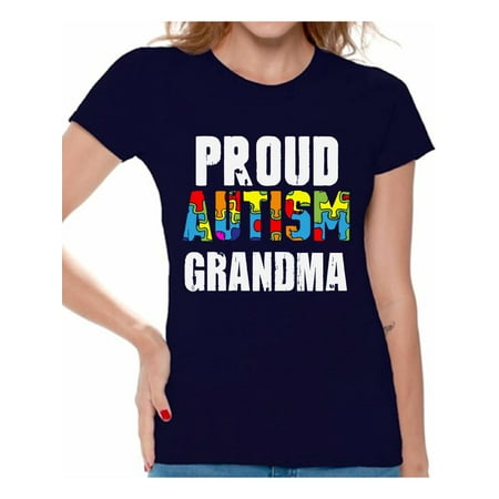 Awkward Styles Proud Autism Grandma Tshirt Women's Autism Shirts Autism Awareness T Shirt Family Autism Shirt for Women Autism Gifts for Grandmom Autism Puzzle T Shirt Autistic Pride Autism (Best Site For General Awareness)