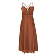 thumbnail image 5 of IROINNID Rollbacks Wedding Guest Dresses for Women Formal Evening Night Dress Summer V-Neck Camis Sleeveless Vest Long Dress Trendy A-Line Dress,Coffee, 5 of 6