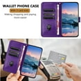 thumbnail image 6 of Designed For iPhone 16e Wallet Phone Case,Flip Folding Kickstand,Stylish Litchi PU Leather Design,With Card Slots,Wrist Strap,Shockproof Drop Proof Rugged Phone Case Cover,Purple, 6 of 6