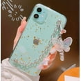 thumbnail image 4 of for iPhone 13 Pro Max 6.7" Case Gold Foil TPU,with Metal Bracelet Chain Butterfly Hand Strap,Clear Girly Glitter Goldleaf Bling Shockproof Case for iPhone 13 Pro Max 6.7"(Golden), 4 of 13