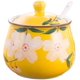 thumbnail image 1 of Ceramic Japanese Hand Painted Flower Sugar Bowl Seasoning Jar with Lid Spoon, 1 of 5
