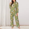 thumbnail image 2 of Honeii Snake And Floral print Women's Pajama Sets Long Sleeve Button Down Sleepwear Nightwear Soft Pjs Lounge Sets-XX-Large, 2 of 7