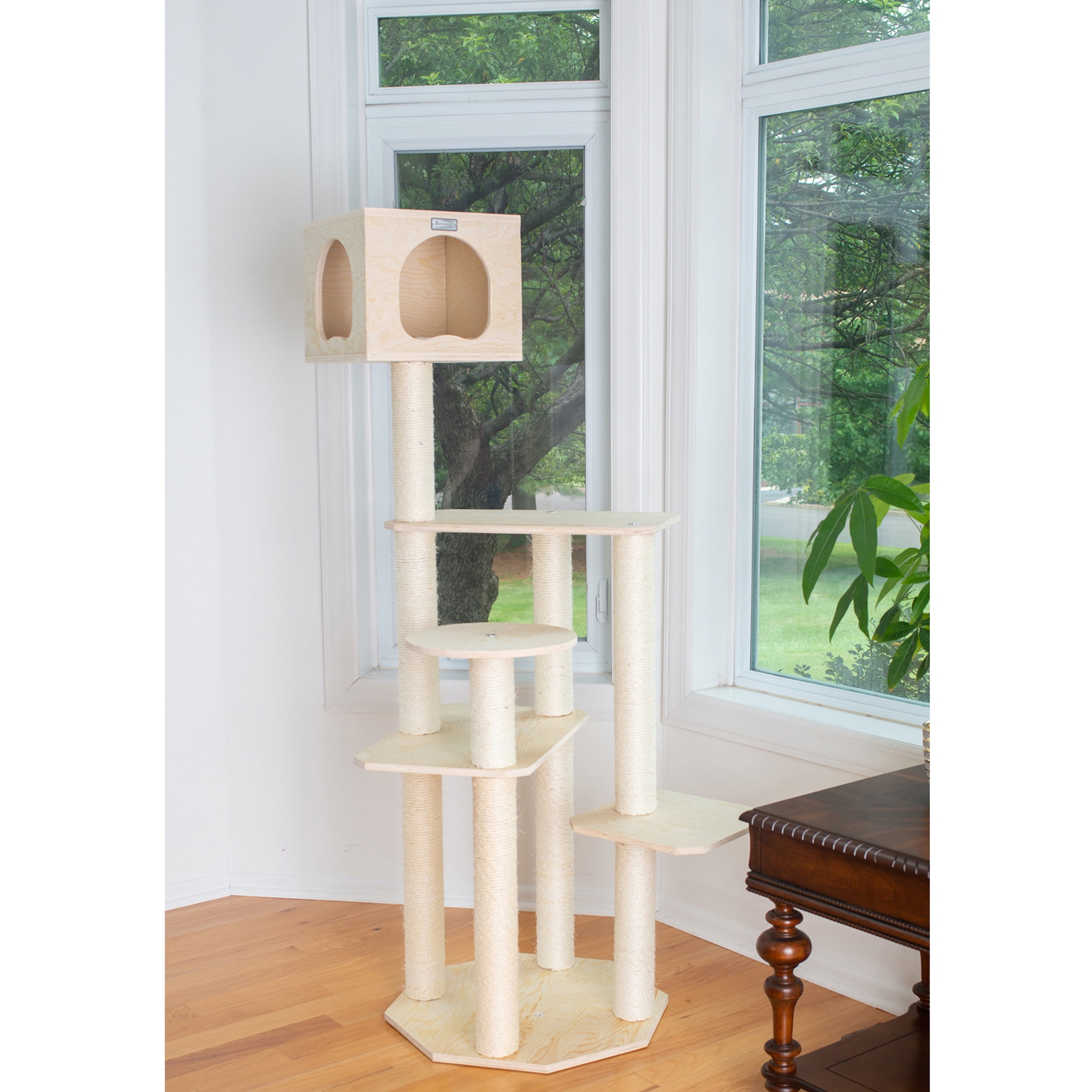 Armarkat 69-in Cat Tree & Condo Scratching Post Tower, Wood