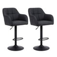 thumbnail image 2 of Modern Swivel Barstools Set of 2 Leather Counter Height Barstools with Armrest Upholstered Adjustable Bar Chair with Metal Base Footrest for Kitchen Island/Home Bar/Dining Room, Dark Grey, 2 of 8