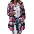 thumbnail image 2 of Women's Oversized Long Sleeve Lapel Button Shirt Jacket Casual Fall Winter Outerwear Coat, 2 of 8