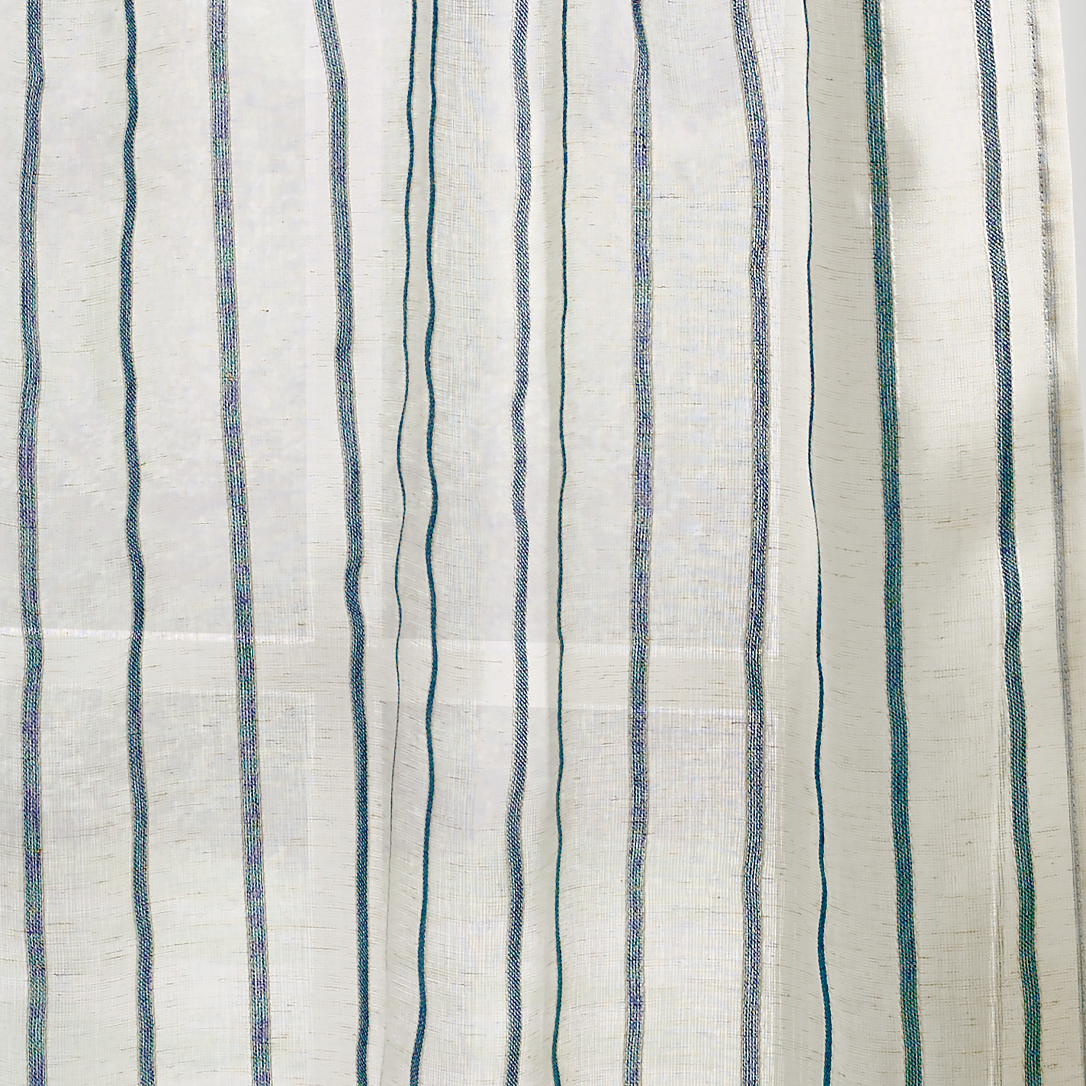 Martha Stewart Laguna Stripe Indoor Polyester Light Filtering Tie Tab Valance and Tier Set , Navy , 56"x36" , Set of 3, Adult - image 2 of 4