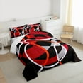 thumbnail image 3 of Homewish Abstract Geometric Bedding Comforter Set,Red Black Gray Twin Comforter Sets,Striped Circular Aesthetic Bedding Set For Men Women,Ultra Soft Home Decor Reversible,2 Pieces, 3 of 8