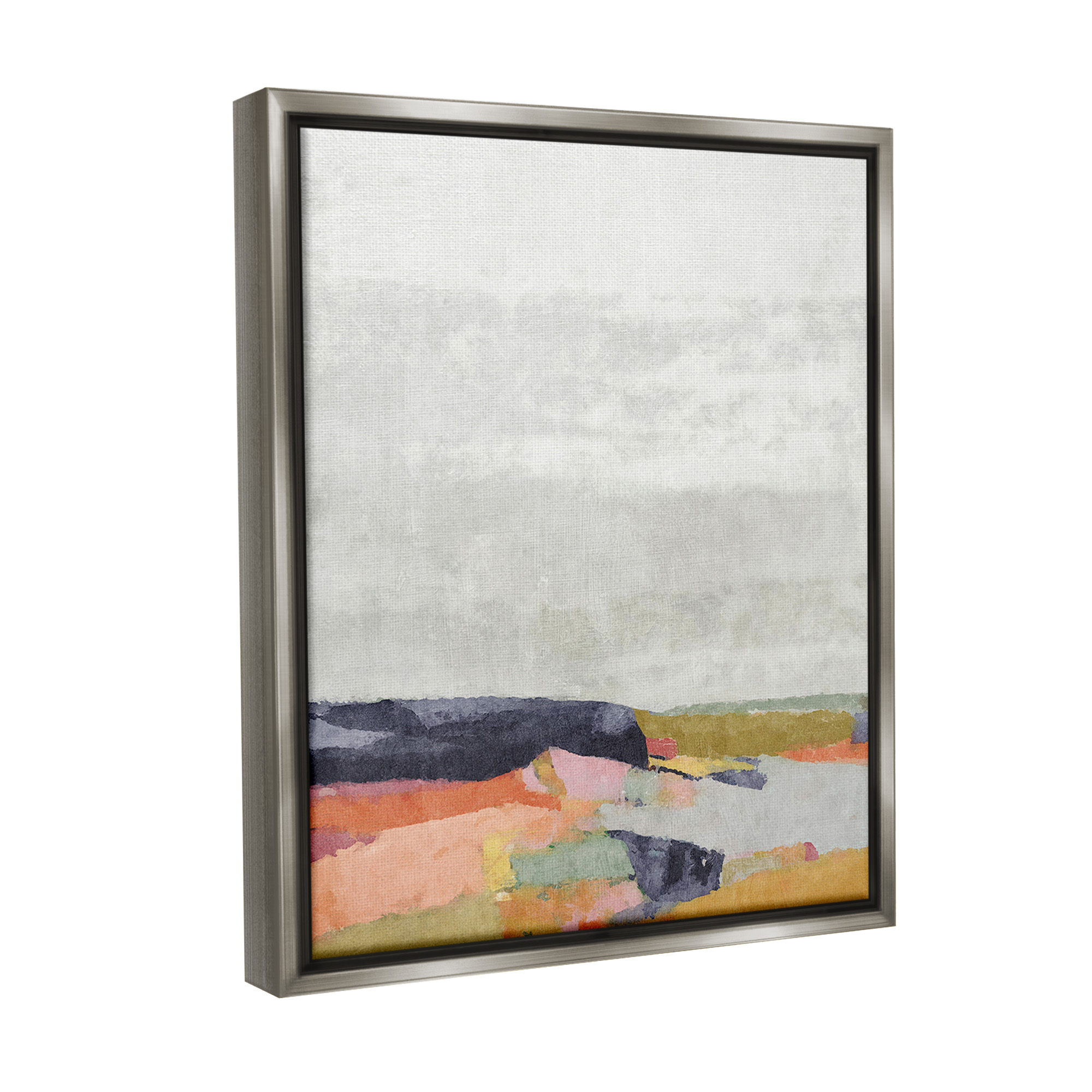 Stupell Industries Modern Hue Landscape Abstract Painting Gray Floater Framed Canvas Art Print Wall Art, 17 x 21