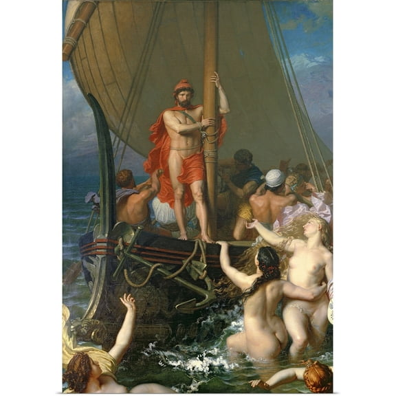 Great BIG Canvas | Rolled Leon-Auguste-Adolphe (1827-1877) Belly Poster Print entitled Ulysses and the Sirens