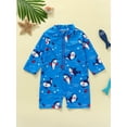 thumbnail image 2 of Bagilaanoe Toddler Baby Boys One-Piece Cartoon Print Long Sleeve Zipper Rashguard Swimwear 3M 6M 12M 24M 3T Kids Stand Collar Bathing Suit, 2 of 8