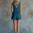 thumbnail image 5 of Npasoilc Imitation Linen Short Jumpsuits with Waistband for Women Crew Neck Sleeveless Solid Summer Romper, 5 of 7