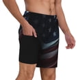 thumbnail image 2 of Daiia American Flag Waving Print Mens Swim Trunks Swim Shorts Quick Dry Swim Shorts with Mesh Lining Pockets-Small, 2 of 9