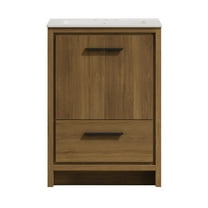 Virage 24" Freestanding Bathroom Vanity in Brown Oak with 3-Hole Centerset Sink Top