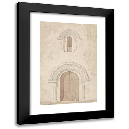 John Sell Cotman 13×18 Black Modern Framed Museum Art Print Titled – West Doorway and Window in the Church of Ham Near Valognes Normandy (1818)