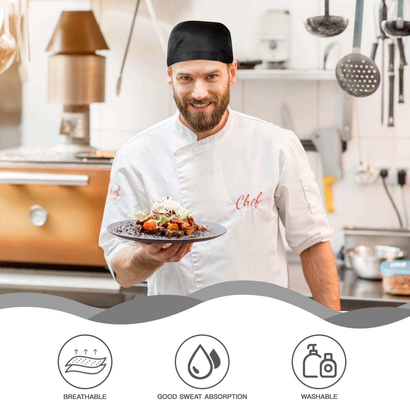 Hot Chef Cooking Hats Hotel Waiter Uniform Work Hat Breathable Kitchen Cooks Cap 