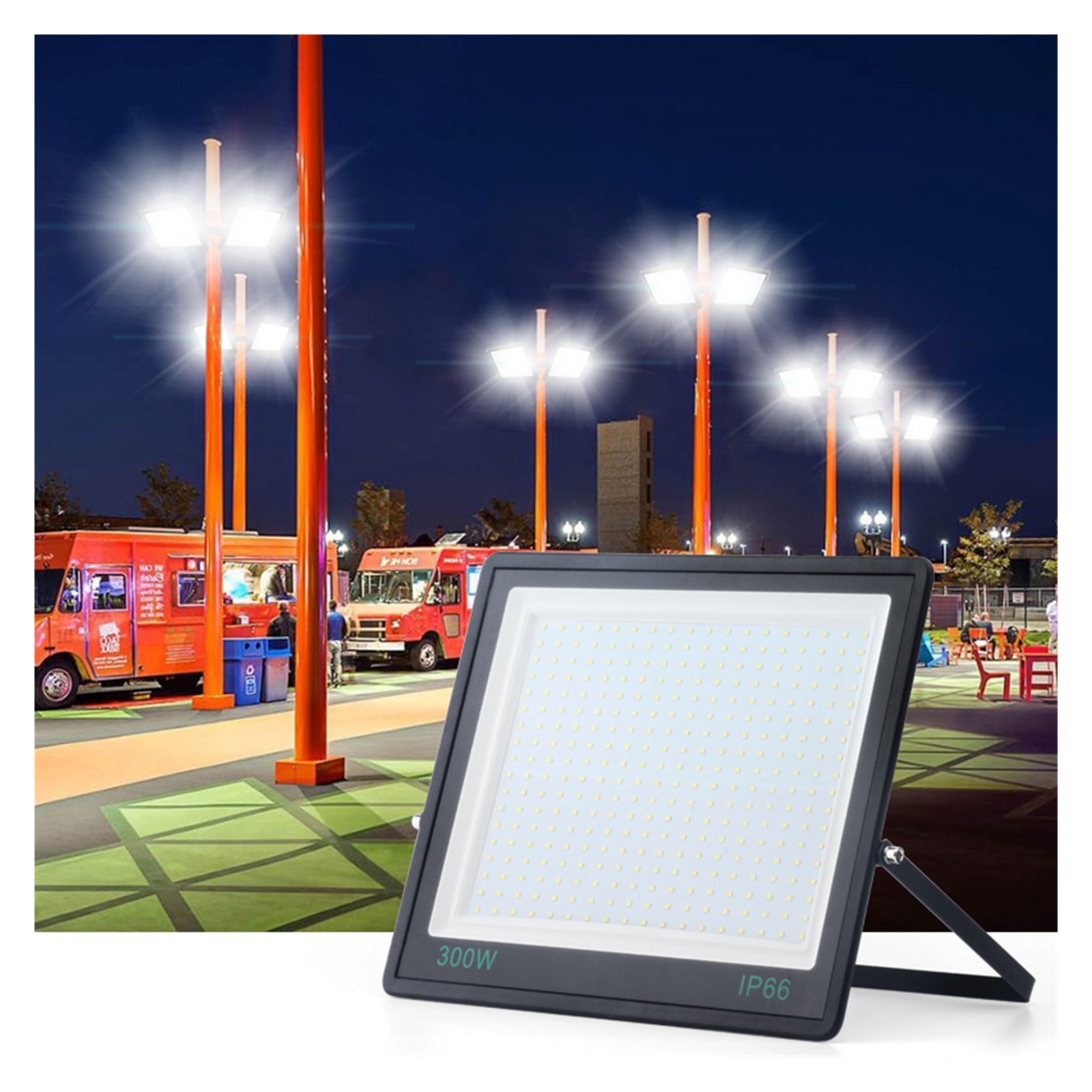 300W LED Floodlight Outdoor Lighting IP67 Tempered S Flood Light Garden Projector Light 200W 150W 100W ,Easy to Install