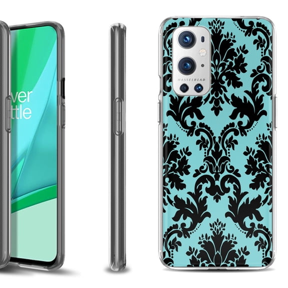 Slim-Fit Flexible TPU Gel Phone Case Compatible with OnePlus 9 PRO 5G, by OneToughShield ® - Victorian Blue/Black