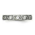 thumbnail image 3 of Titanium Polished Grooved CZ Ring, 3 of 6