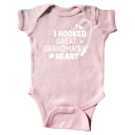 

Inktastic I Hooked Great Grandma s Heart with Fishing Rod Gift Baby Boy or Baby Girl Bodysuit