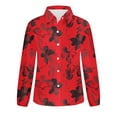 thumbnail image 4 of QUNYINEY Red Womens T Shirts Collared Floral Long Sleeve Casual Blouse Loose Button Down Drop Shoulder T-Shirts Womens Tops, 4 of 4