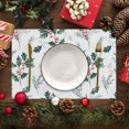 thumbnail image 5 of Christmas Place Mats Set of 6 Christmas Red Berry Green Leaf Decoration Table Mat Holiday Home Kitchen Table Mat Decoration 12x18 Inch, 5 of 6