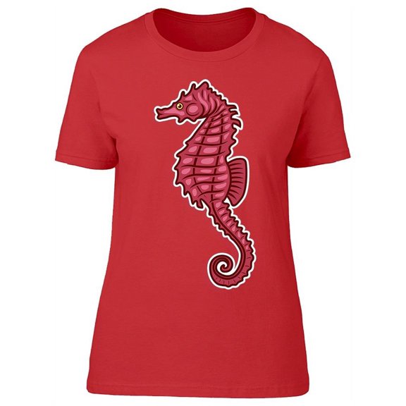Pink Seahorse Drawing Cartoon T-Shirt Women -Image by Shutterstock, Female XX-Large