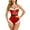 Red, variant on Christmas Lingerie for Women Snap Crotch Bodysuit Santa Lace up Lingerie With Underwire and Belt