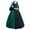 Green, variant on Women's Gorgeous Gothic Ball Gown Flared Sleeves Renaissance Vintage Medieval Dress Square Neck Lace Patchwork Masquerade Maxi Long Dress(Black,XL)