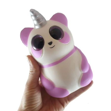 Large PURPLE PANDA Mystical Animal with Horn and Wings Slow Rise Squishies Slow Rise Foam - Scented Sensory, Stress, Fidget Toy