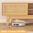 thumbnail image 5 of Wooden Rattan TV Stand for 55 65 70 inch TV, Long & Large TV Media Console Table with Storage Cabinets, Boho Farmhouse Entertainment Center for Living Room, Bedroom - Natural, 5 of 8