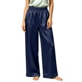 thumbnail image 5 of Nugftut Womens Pajama Pants High Waist Satin Wide Leg Pants with Pockets Soft Comfortable Loungewear Pajamas, 5 of 7