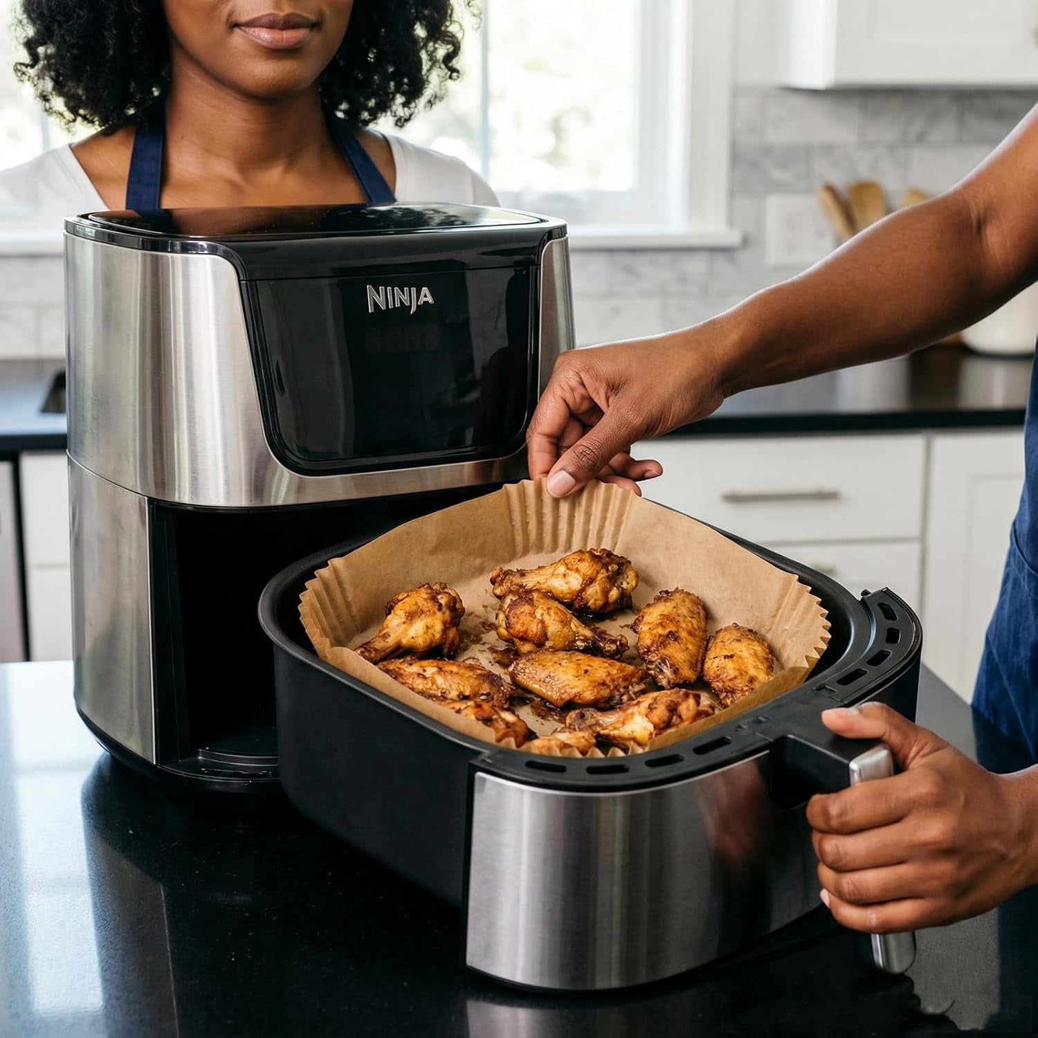 400Pcs Air Fryer Liners Disposable,8" Square Food Grade Liners,Non-Stick Parchment Paper Liners for Ninja AF141 5 QT Pro AF181 6.5QT, 6 QT &Other 5 to 8Qt Airfryer