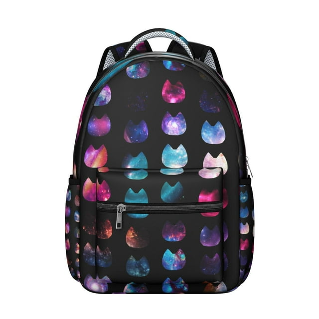 Cute Cat Student School Backpack with Cartoon and Adorable Cat Print Artistic Pattern Hand-drawn Watercolor Design