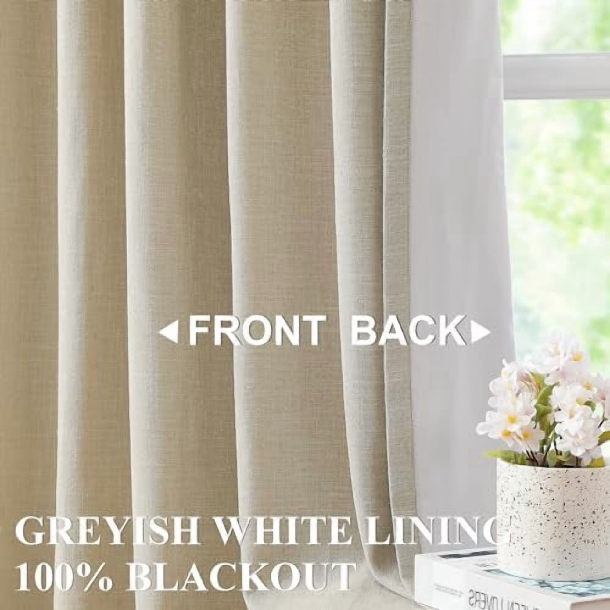 Sand Pinch Pleated Full Blackout Curtains Linen Blended Room Darkening Window Curtains 108 inch for Living Room Bedroom Thermal Insulated Pinch Pleat Drapes with Hooks 40" Wx108 Lx2