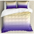 thumbnail image 1 of Ombre Duvet Cover Set King Size, Soft Colors Pattern with Tone Change Theme Classic Illustration, Decorative 3 Piece Bedding Set with 2 Pillow Shams, Mustard Lavender Blue and White, by Ambesonne, 1 of 3
