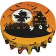 thumbnail image 2 of Halloween Round Tablecloth 60 Inch Pumpkin Ghost Castle Tablecloth Round Washable Table Cover Reusable for Halloween Party Home Party Picnic Orange Black, 2 of 6