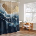 thumbnail image 6 of Dark Blue Shower Curtains for Bathroom, Gold Ocean Wave Beach Abstract Modern Art Washable Fabric Shower Curtain with Hooks Waterproof Bathroom Decor Sets, 72 x 96 Inches, 6 of 9