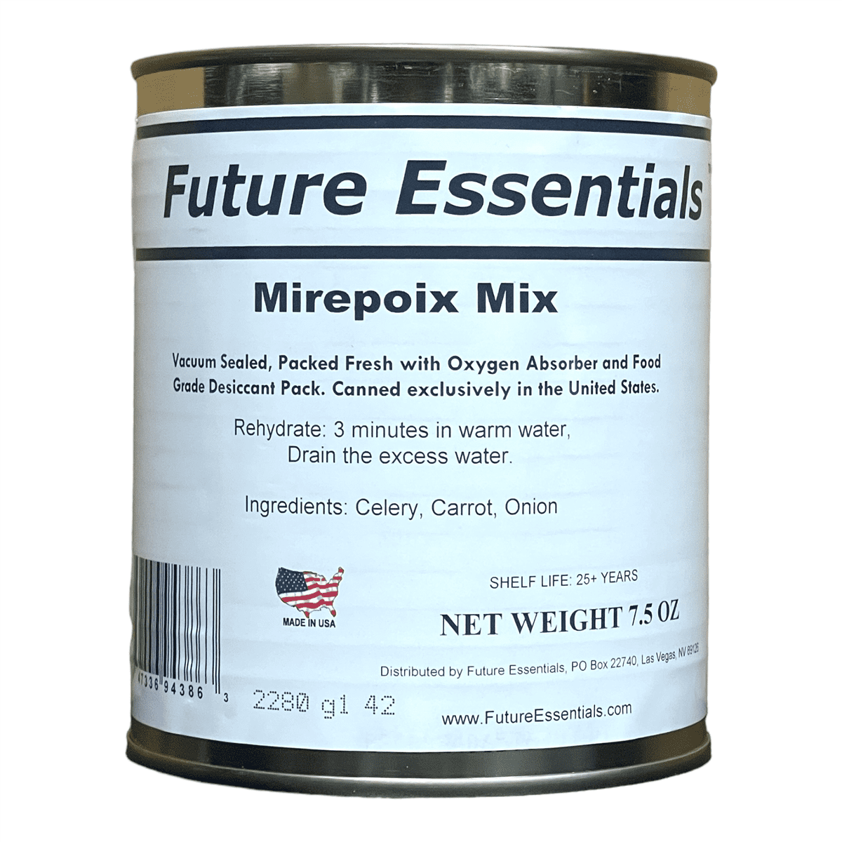 (12 Cans Pack) Future Essentials Dehydrated Mirepoix Mix (Soffritto) with Dried Carrots, Celery & Onions | Stable Emergency Food | Hiking, Backpacking & Camping | Easy Prep Survival Food | #2.5 Can