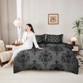 thumbnail image 5 of Homewish Goth Halloween Skull 7-Piece Twin Bedding,Bohemian Damask Bedding Comforter Set,Gray Black,Black Reversible, 5 of 8