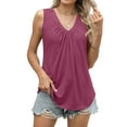 thumbnail image 4 of Women's Tank Tops Under $10 Free Shipping Lightweight On Sale Fashionable V-neck Sleeveless Casual Camisole Pleated Top, 4 of 9