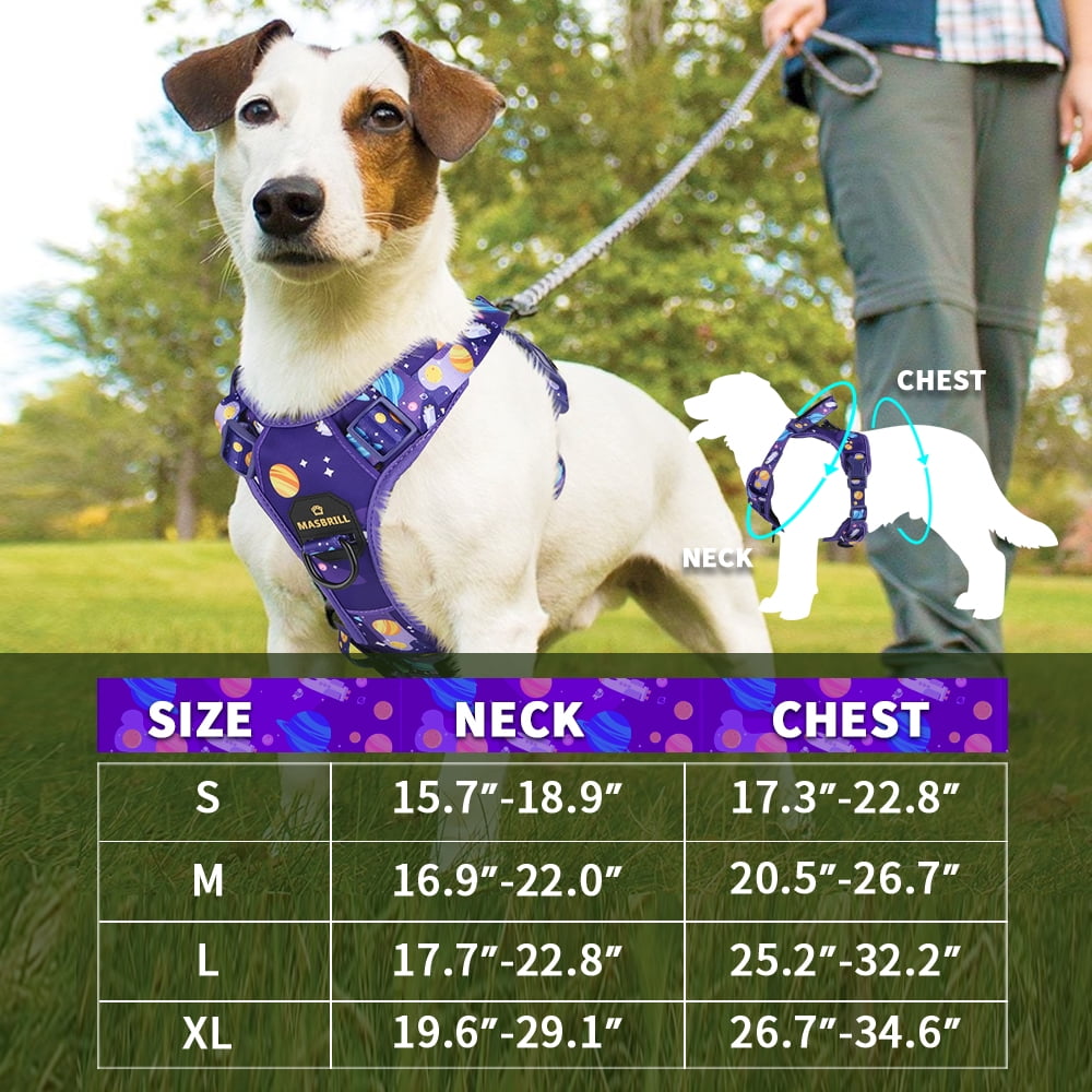 MASBRILL No Pull Dog Harness, Reflective Dog Vest with Handle No Choke Soft Padded Dog Harness for Medium Large Dogs