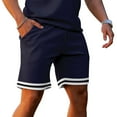 thumbnail image 4 of SWSMCLT Men's Short Tracksuit Summer Short Sleeve Drawstring 2 Piece Outfit Active Sweatsuit Shorts Set Cotton Navy Medium, 4 of 4