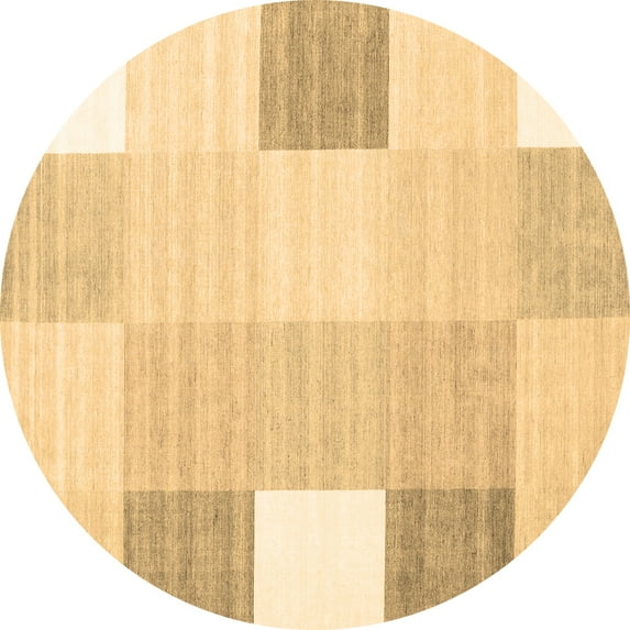 Ahgly Company Indoor Round Abstract Brown Contemporary Area Rugs, 6' Round