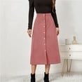 thumbnail image 2 of Maxi Skirts for Women Long Solid High Waist Corduroy Hip Wrap Breasted Slim Fit Solid Skirt Summer Clothes for Women Pink S, 2 of 4